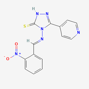 molecular formula C14H10N6O2S B5521276 4-[(E)-(2-nitrophenyl)methylideneamino]-3-pyridin-4-yl-1H-1,2,4-triazole-5-thione 