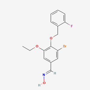 molecular formula C16H15BrFNO3 B5521282 (NE)-N-[[3-bromo-5-ethoxy-4-[(2-fluorophenyl)methoxy]phenyl]methylidene]hydroxylamine 