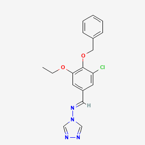 molecular formula C18H17ClN4O2 B5521289 (E)-1-(3-chloro-5-ethoxy-4-phenylmethoxyphenyl)-N-(1,2,4-triazol-4-yl)methanimine 