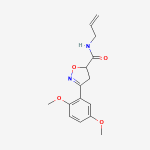 molecular formula C15H18N2O4 B5521326 3-(2,5-dimethoxyphenyl)-N-(prop-2-en-1-yl)-4,5-dihydro-1,2-oxazole-5-carboxamide 