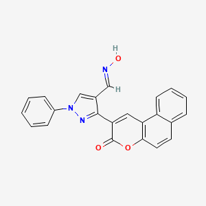 molecular formula C23H15N3O3 B5521334 2-{4-[(E)-(Hydroxyimino)methyl]-1-phenyl-1H-pyrazol-3-YL}-3H-benzo[F]chromen-3-one 