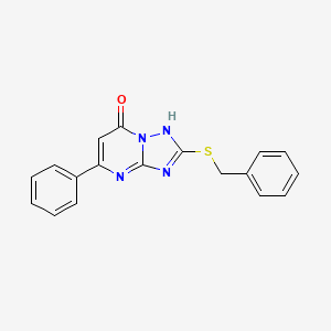 molecular formula C18H14N4OS B5521491 2-benzylsulfanyl-5-phenyl-1H-[1,2,4]triazolo[1,5-a]pyrimidin-7-one 