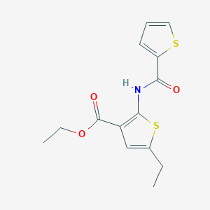 molecular formula C14H15NO3S2 B5521608 ETHYL 5-ETHYL-2-(THIOPHENE-2-AMIDO)THIOPHENE-3-CARBOXYLATE 