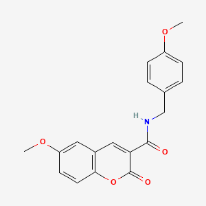 molecular formula C19H17NO5 B5521627 6-methoxy-N-[(4-methoxyphenyl)methyl]-2-oxochromene-3-carboxamide 