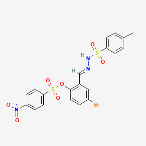 molecular formula C20H16BrN3O7S2 B5521752 [4-bromo-2-[(E)-[(4-methylphenyl)sulfonylhydrazinylidene]methyl]phenyl] 4-nitrobenzenesulfonate 