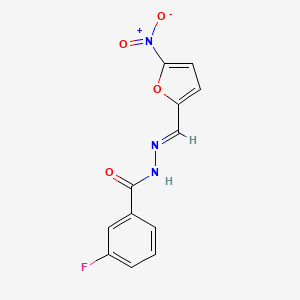 molecular formula C12H8FN3O4 B5521880 3-fluoro-N'-[(E)-(5-nitrofuran-2-yl)methylidene]benzohydrazide 