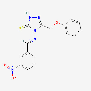 molecular formula C16H13N5O3S B5521927 4-((3-NITROBENZYLIDENE)AMINO)5(PHENOXYMETHYL)-4H-1,2,4-TRIAZOL-3-YL HYDROSULFIDE 