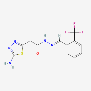 molecular formula C12H10F3N5OS B5521981 2-(5-amino-1,3,4-thiadiazol-2-yl)-N'-{(E)-[2-(trifluoromethyl)phenyl]methylidene}acetohydrazide 