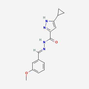 molecular formula C15H16N4O2 B5522033 3-cyclopropyl-N'-[(E)-(3-methoxyphenyl)methylidene]-1H-pyrazole-5-carbohydrazide 