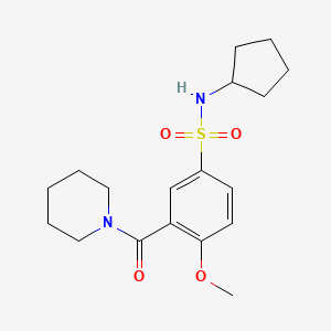 molecular formula C18H26N2O4S B5522120 N-cyclopentyl-4-methoxy-3-(piperidin-1-ylcarbonyl)benzenesulfonamide 