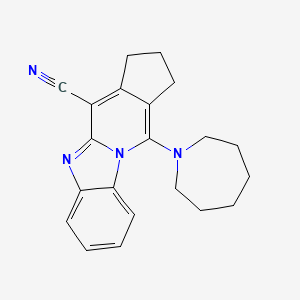 molecular formula C21H22N4 B5522152 11-(1-AZEPANYL)-2,3-DIHYDRO-1H-CYCLOPENTA[4,5]PYRIDO[1,2-A][1,3]BENZIMIDAZOL-4-YL CYANIDE 