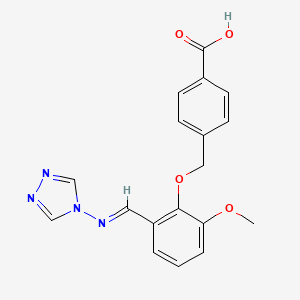 molecular formula C18H16N4O4 B5522190 4-({2-methoxy-6-[(E)-(4H-1,2,4-triazol-4-ylimino)methyl]phenoxy}methyl)benzoic acid 