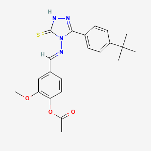 molecular formula C22H24N4O3S B5522266 4-((E)-{[3-(4-tert-butylphenyl)-5-sulfanyl-4H-1,2,4-triazol-4-yl]imino}methyl)-2-methoxyphenyl acetate 