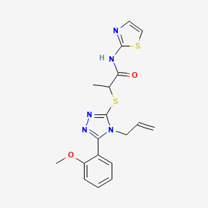 molecular formula C18H19N5O2S2 B5522289 2-{[5-(2-methoxyphenyl)-4-(prop-2-en-1-yl)-4H-1,2,4-triazol-3-yl]sulfanyl}-N-(1,3-thiazol-2-yl)propanamide 