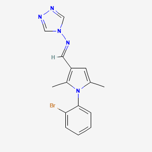 molecular formula C15H14BrN5 B5522310 N-{(E)-[1-(2-bromophenyl)-2,5-dimethyl-1H-pyrrol-3-yl]methylidene}-4H-1,2,4-triazol-4-amine 