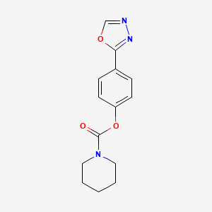molecular formula C14H15N3O3 B5522327 4-(1,3,4-Oxadiazol-2-yl)phenyl piperidine-1-carboxylate 