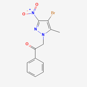 molecular formula C12H10BrN3O3 B5522360 2-(4-bromo-5-methyl-3-nitro-1H-pyrazol-1-yl)-1-phenylethanone 