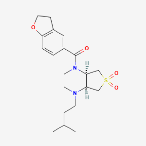 molecular formula C20H26N2O4S B5522380 [(4aR,7aS)-1-(3-methylbut-2-enyl)-6,6-dioxo-2,3,4a,5,7,7a-hexahydrothieno[3,4-b]pyrazin-4-yl]-(2,3-dihydro-1-benzofuran-5-yl)methanone 