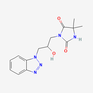 molecular formula C14H17N5O3 B5522428 3-[3-(Benzotriazol-1-yl)-2-hydroxypropyl]-5,5-dimethylimidazolidine-2,4-dione 
