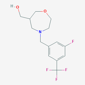 molecular formula C14H17F4NO2 B5522475 {4-[3-fluoro-5-(trifluoromethyl)benzyl]-1,4-oxazepan-6-yl}methanol 