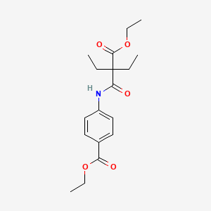 molecular formula C18H25NO5 B5522484 ethyl 4-{[2-(ethoxycarbonyl)-2-ethylbutanoyl]amino}benzoate 