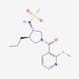 molecular formula C15H23N3O3S2 B5522533 N-((3S*,4R*)-1-{[2-(methylthio)-3-pyridinyl]carbonyl}-4-propyl-3-pyrrolidinyl)methanesulfonamide 