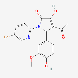molecular formula C18H15BrN2O5 B5522746 4-ACETYL-1-(5-BROMO-2-PYRIDYL)-3-HYDROXY-5-(4-HYDROXY-3-METHOXYPHENYL)-1,5-DIHYDRO-2H-PYRROL-2-ONE 