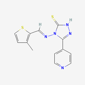 molecular formula C13H11N5S2 B5522807 4-{[(E)-(3-methyl-2-thienyl)methylidene]amino}-5-(4-pyridinyl)-4H-1,2,4-triazole-3-thiol 