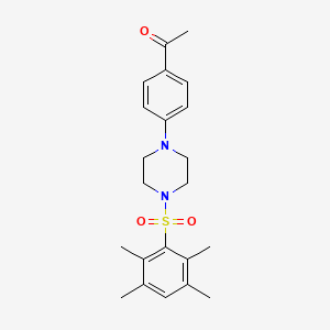 molecular formula C22H28N2O3S B5522860 1-{4-[4-(2,3,5,6-tetramethylbenzenesulfonyl)piperazin-1-yl]phenyl}ethan-1-one 