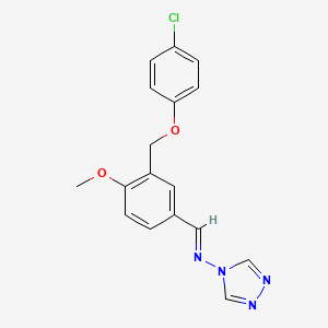 molecular formula C17H15ClN4O2 B5522876 N-((E)-1-{3-[(4-CHLOROPHENOXY)METHYL]-4-METHOXYPHENYL}METHYLIDENE)-N-(4H-1,2,4-TRIAZOL-4-YL)AMINE 