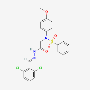 molecular formula C22H19Cl2N3O4S B5522897 N-({N'-[(E)-(2,6-DICHLOROPHENYL)METHYLIDENE]HYDRAZINECARBONYL}METHYL)-N-(4-METHOXYPHENYL)BENZENESULFONAMIDE 