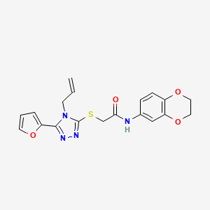 molecular formula C19H18N4O4S B5522998 N-(2,3-dihydro-1,4-benzodioxin-6-yl)-2-{[5-(furan-2-yl)-4-(prop-2-en-1-yl)-4H-1,2,4-triazol-3-yl]sulfanyl}acetamide CAS No. 618879-94-0