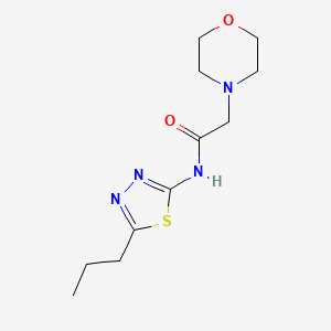 molecular formula C11H18N4O2S B5523028 4-Morpholineacetamide, N-(5-propyl-1,3,4-thiadiazol-2-yl)- CAS No. 132304-38-2