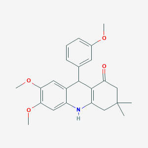 molecular formula C24H27NO4 B5523081 6,7-DIMETHOXY-9-(3-METHOXYPHENYL)-3,3-DIMETHYL-1,2,3,4,9,10-HEXAHYDROACRIDIN-1-ONE 