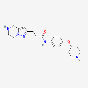 molecular formula C21H29N5O2 B5523087 N-{4-[(1-methyl-4-piperidinyl)oxy]phenyl}-3-(4,5,6,7-tetrahydropyrazolo[1,5-a]pyrazin-2-yl)propanamide dihydrochloride 