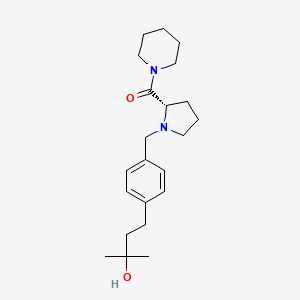 molecular formula C22H34N2O2 B5523101 2-methyl-4-(4-{[(2S)-2-(1-piperidinylcarbonyl)-1-pyrrolidinyl]methyl}phenyl)-2-butanol 
