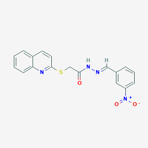 molecular formula C18H14N4O3S B5523171 N'-[(E)-(3-nitrophenyl)methylidene]-2-(quinolin-2-ylsulfanyl)acetohydrazide 