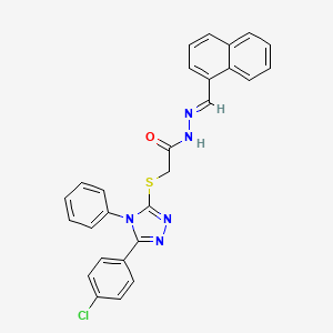 molecular formula C27H20ClN5OS B5523282 2-{[5-(4-chlorophenyl)-4-phenyl-4H-1,2,4-triazol-3-yl]sulfanyl}-N'-[(E)-naphthalen-1-ylmethylidene]acetohydrazide 