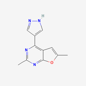 molecular formula C11H10N4O B5523393 2,6-dimethyl-4-(1H-pyrazol-4-yl)furo[2,3-d]pyrimidine 
