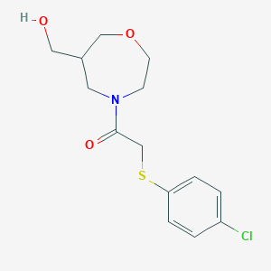molecular formula C14H18ClNO3S B5523433 (4-{[(4-chlorophenyl)thio]acetyl}-1,4-oxazepan-6-yl)methanol 