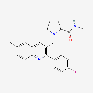 molecular formula C23H24FN3O B5523538 1-{[2-(4-fluorophenyl)-6-methyl-3-quinolinyl]methyl}-N-methylprolinamide 