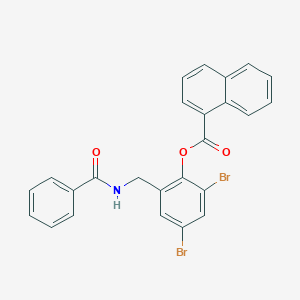 molecular formula C25H17Br2NO3 B5523553 2-[(benzoylamino)methyl]-4,6-dibromophenyl 1-naphthoate 