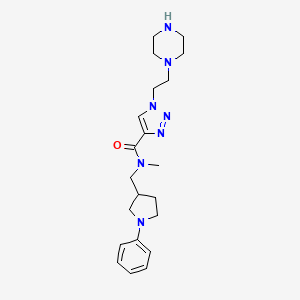 molecular formula C21H31N7O B5523573 N-methyl-N-[(1-phenylpyrrolidin-3-yl)methyl]-1-(2-piperazin-1-ylethyl)-1H-1,2,3-triazole-4-carboxamide 