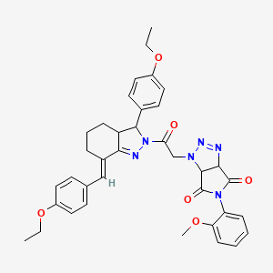 molecular formula C37H38N6O6 B5523585 1-(2-{3-(4-ETHOXYPHENYL)-7-[(E)-1-(4-ETHOXYPHENYL)METHYLIDENE]-3,3A,4,5,6,7-HEXAHYDRO-2H-INDAZOL-2-YL}-2-OXOETHYL)-5-(2-METHOXYPHENYL)-3A,6A-DIHYDROPYRROLO[3,4-D][1,2,3]TRIAZOLE-4,6(1H,5H)-DIONE 