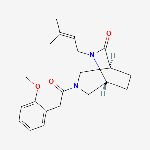 molecular formula C21H28N2O3 B5523667 (1S,5R)-3-[2-(2-methoxyphenyl)acetyl]-6-(3-methylbut-2-enyl)-3,6-diazabicyclo[3.2.2]nonan-7-one 