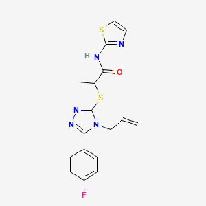 molecular formula C17H16FN5OS2 B5523678 2-{[5-(4-fluorophenyl)-4-(prop-2-en-1-yl)-4H-1,2,4-triazol-3-yl]sulfanyl}-N-(1,3-thiazol-2-yl)propanamide 