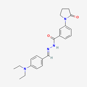 molecular formula C22H26N4O2 B5523852 N-[(E)-[4-(diethylamino)phenyl]methylideneamino]-3-(2-oxopyrrolidin-1-yl)benzamide 