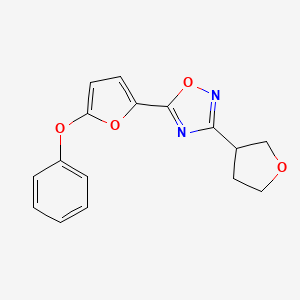 molecular formula C16H14N2O4 B5523886 5-(5-phenoxy-2-furyl)-3-(tetrahydrofuran-3-yl)-1,2,4-oxadiazole 