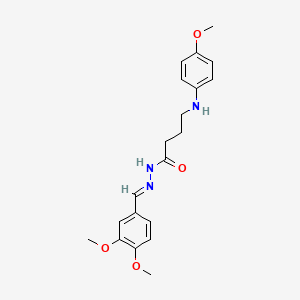 molecular formula C20H25N3O4 B5523971 N'-[(E)-(3,4-dimethoxyphenyl)methylidene]-4-[(4-methoxyphenyl)amino]butanehydrazide 