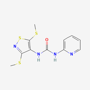 molecular formula C11H12N4OS3 B5524072 3-[3,5-BIS(METHYLSULFANYL)-1,2-THIAZOL-4-YL]-1-(PYRIDIN-2-YL)UREA 